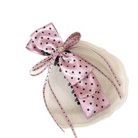 Pince à cheveux banane à pois avec nœud, grandes pinces à ruban pour femmes et filles, pinces à cheveux banane françaises vintage coquette avec long pompon