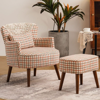 Fauteuil de loisirs en bois massif de style américain moderne, fauteuils en tissu pour le salon, canapé-lit