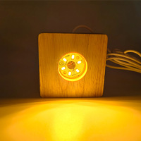 Vente en gros de base en bois 3d Led Night Light base carrée en bois massif LED lampe base 10 cm 3d Illusion lampe base
