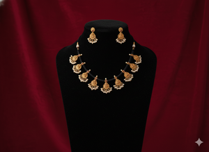 Elegante Juego de Collar Gargantilla Estilo Templo Antiguo con Acabado Dorado Mate, Joyería Tradicional para Fiestas y Eventos Festivos para Mujer - Product Image 3