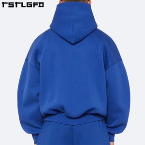 Fabricants de sweat à capuche écologique poids lourd sans ficelle coton éponge français personnalisé recadrée surdimensionné Boxy sweat à capuche hommes à capuche - Product Image 4