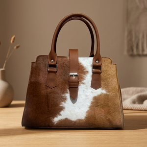 Women's Natural Genuine Leather Skin Handbags Girls B.S INTERNATIONAL Custom Branded Logo Stripe Design Zipper Waterproof - Product Image 2