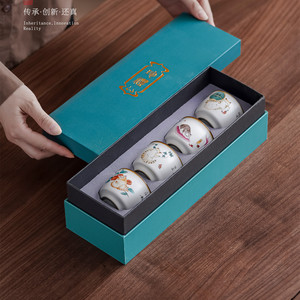 Tasse à thé au design <span class=keywords><strong>chat</strong></span>, tasse à thé Kung Fu, céramique de kaki, porcelaine antique Ru, ensemble de tasses à thé de maître, boîte cadeau en porcelaine - Product Image 2