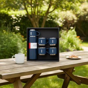 KOUROU ชุดกระติกน้ำร้อนสแตนเลสสำหรับเดินทาง 500 มล. พร้อมถ้วย 2 ใบสำหรับกาแฟ ชา น้ำ ใช้กลางแจ้ง รวมกล่องของขวัญ - Product Image 2