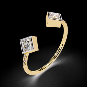 Anillo de Compromiso de Diamantes Naturales con Corte Princesa de Dos Piedras en Oro de 18K para Mujer, Conjunto de Joyería Elegante de la India - Product Image 4