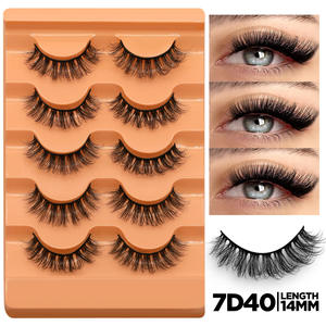 Faux Cils Oeil de Chat 3D Naturels Courbe D Doux Moelleux Croisés 5 Paires Cils <span class=keywords><strong>Manga</strong></span> Effilés Extension de Cils Naturels Maquillage - Product Image 4