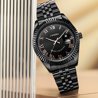 Montre mécanique automatique pour homme avec boîtier rond, cadran multicolore, bracelet en acier inoxydable, résistante à l'eau, montre-bracelet pour affaires
