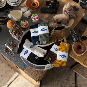 Kaus kaki setengah betis uniseks, Kaos Kaki warna murni jarum tebal gaya kerja jalanan musim gugur musim dingin untuk pria - Product Image 6