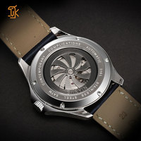 Montre mécanique automatique OEM ODM avec logo personnalisé, affichage des heures erratiques, affichage satellite, acier inoxydable 316L, cuir, réserve de marche