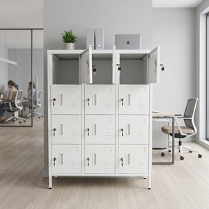 <span class=keywords><strong>Casier</strong></span> métallique <span class=keywords><strong>blanc</strong></span> à 12 portes grande capacité, <span class=keywords><strong>armoire</strong></span> de rangement en acier pour employés, pour supermarché et salle de sport - Product Image 5