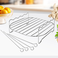 Accessoires de barbecue en acier inoxydable de qualité alimentaire, grille à vapeur à double couche, friteuse à air circulaire avec brochettes