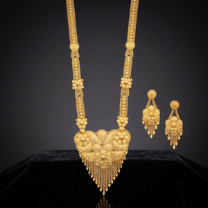 Gold Plated Forming Long Necklaces, Wedding Season Traditional Jewelry Gift for Women Copper & Brass Chapado En Oro Oro Laminado - Product Image 6