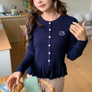 Korean Sweet Aging Embroidered <strong>Black</strong> Fungal Lace Knitted Sweater for Women, New Sweater Shows <strong>Thin</strong> and Versatile Style <strong>Cardigan</strong> - Product Image 5