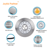 Projecteur LED Donut Ultra Lumineux 12W 24VDC en Acier Inoxydable 316L IP68 205mm Verre 10mm Garantie 3 Ans Dimmable Submersible