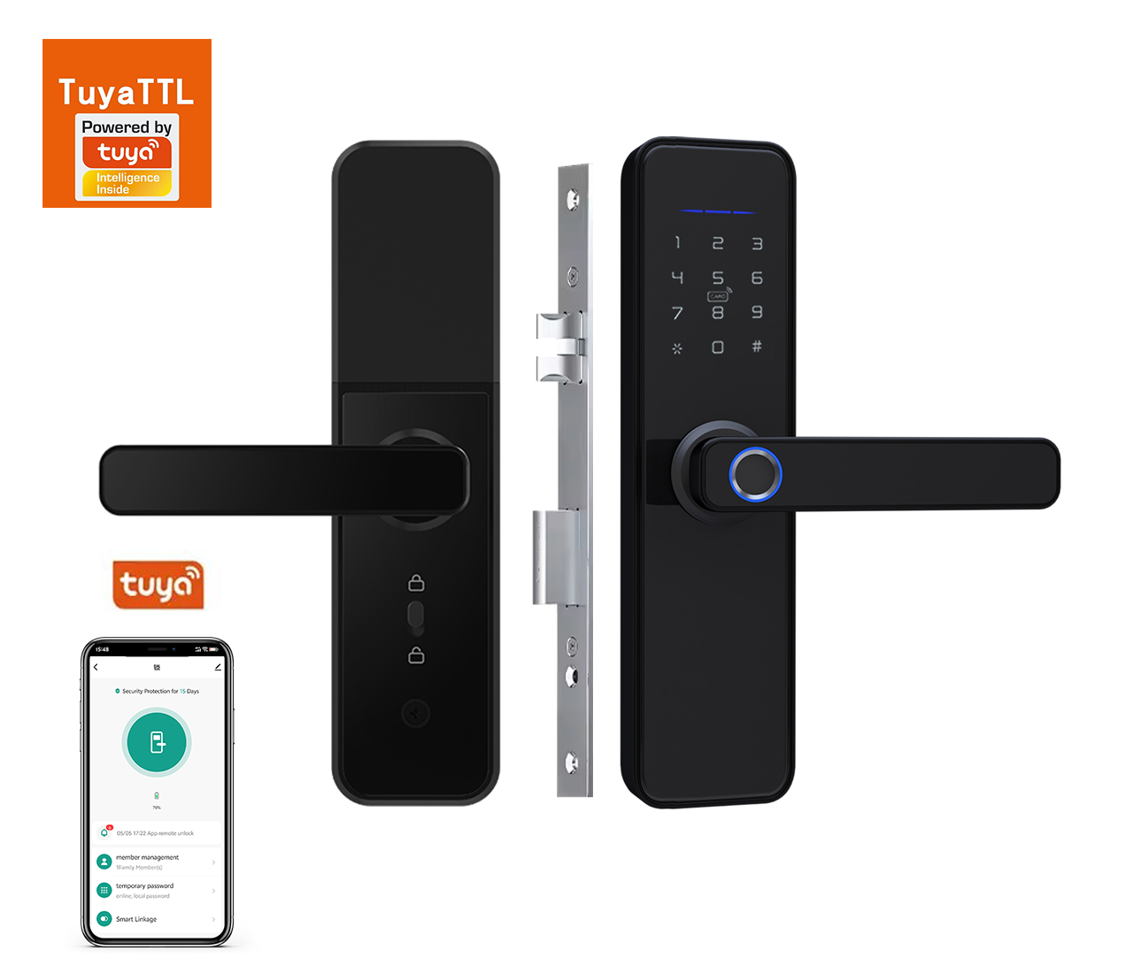 Tuya Wifi Smart Hotel Room Door Lock Fingerprint & Aluminum Card Access Digital Electric Handle Secure Password Data Storage · image 3
