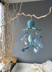 Móviles <span class=keywords><strong>de</strong></span> Fieltro <span class=keywords><strong>para</strong></span> Bebé con Diseño Boho Safari Náutico Oceánico <span class=keywords><strong>de</strong></span> <span class=keywords><strong>Pulpo</strong></span> y Peces Colgantes, Móvil <span class=keywords><strong>para</strong></span> Cuna, Decoración <span class=keywords><strong>para</strong></span> Cuarto <span class=keywords><strong>de</strong></span> Bebé - Product Image 6