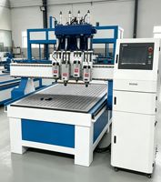 Routeur CNC à plusieurs têtes 1325, 3 axes avec table à aspiration et à rainures en T en aluminium, machine de découpe du bois pour meubles et armoires