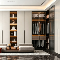 Dressing moderne sur mesure pour toute la maison, armoire du sol au plafond, vitrine de rangement en verre avec éclairage LED pour villa