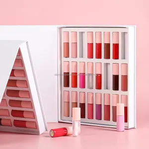 Custom Private Label Professional 24 Colors High Pigment Luxury Liquid Matte Lipstick Lip Gloss Christmas gift box 24 pcs in 1