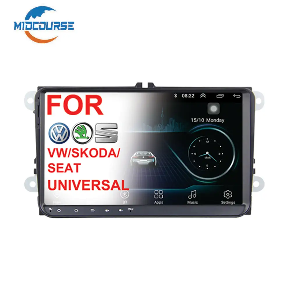 Kit multimídia automotivo, android, 8.1, 9 polegadas, rádio, estéreo, navegação, dvd player para vw, volkswagen, golf, skoda, seat