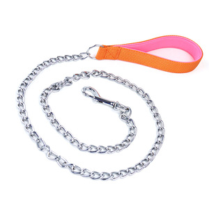 च्यू प्रूफ पालतू पट्टा श्रृंखला भारी शुल्क धातु श्रृंखला कुत्ते का पट्टा मध्यम बड़े कुत्तों के लिए आरामदायक हैंडल के साथ - Product Image 1