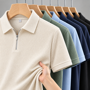 <b>Zip</b> <b>Up</b> <b>Polo</b> <b>Shirt</b> Men Quarter <b>Zip</b> Knit <b>Polo</b> <b>Shirt</b> Old Money Style Premium Textured Casual Resort Summer Designer Apparel - Product Image 1