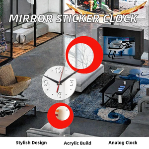 Autocollant mural en acrylique avec miroir au <span class=keywords><strong>design</strong></span> moderne <span class=keywords><strong>Horloge</strong></span> à quartz à la mode en noir, or ou <span class=keywords><strong>rouge</strong></span> pour la décoration du salon - Product Image 2