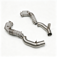 Peredam Panas SS304 Aliran Tinggi & Katalis 200 Sel Cocok untuk BMW N63 M850i G14 G15 G16 X5M G05 G30 M550i Downpipe Knalpot Performa Tinggi