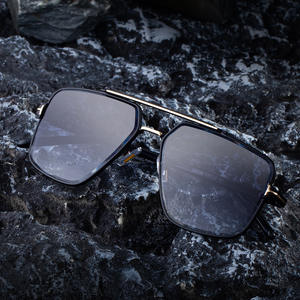 Nouvelles lunettes de soleil à monture carrée pour hommes, monture en plastique noir et métal, Protection UV400, Style extérieur WF 5G338 - Product Image 1