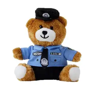 Poupée ours en peluche personnalisée pour enfants, porte-clés, uniforme de Police, jouet en peluche