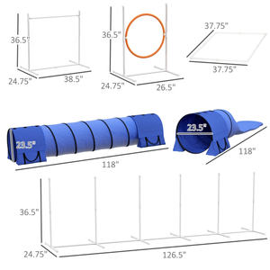 Ensemble <span class=keywords><strong>d</strong></span>'entraînement <span class=keywords><strong>d</strong></span>'agilité pour chiens professionnel avec tunnels, obstacles et poteaux de toupillage, parcours <span class=keywords><strong>d</strong></span>'obstacles portable et réglable pour l'<span class=keywords><strong>obéissance</strong></span> - Product Image 6