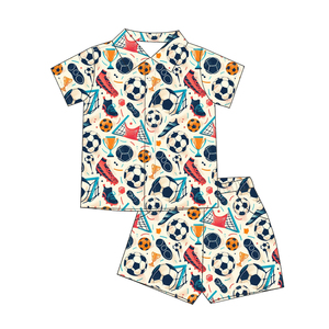Ensemble de pyjama pour enfants en soie de lait, manches courtes, vêtements de nuit à boutons imprimés personnalisés - Product Image 2