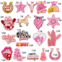 Patch Bordir Alfabet Hati Koboi Barat Warna Pink, Ramah Lingkungan, Dapat Disetrika, Dekorasi Pakaian Pesta, Aksesoris Pakaian, Lem Panas