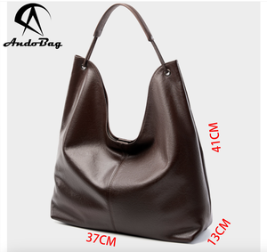 Sac fourre-tout en cuir de vachette Andong pour femmes, sac à bandoulière pour l'extérieur, grande capacité, pour les trajets quotidiens, le travail, sac à main - Product Image 3