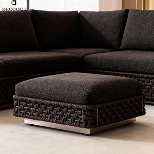 Ensemble canapé-lit moderne 4 places en corde, salon, table basse extérieure, <span class=keywords><strong>côté</strong></span> pour hôtel, appartement, villa, <span class=keywords><strong>cour</strong></span>, <span class=keywords><strong>jardin</strong></span>, patio - Product Image 5