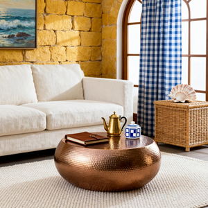 Tay búa Rắn Đồng Bàn cà phê sang trọng giọng đồ nội thất kim loại vật liệu xây dựng trống bảng basse cuivre martelé tavolino - Product Image 6