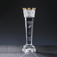 Trophée Couronne en Verre Brillant 2026 NOUVEAU Couronne en Cristal Personnalisée Vide Récompense Concours de Beauté Médailles avec Base Lumineuse LED