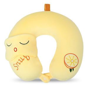 Cuscino per collo a forma di U per bambini con maschera per gli occhi in puro cotone Memory Foam con logo ricamato - Product Image 2