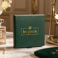 Boîte à bijoux de luxe verte IN PACK, prix de gros, boîte cadeau pliable, boîte à bijoux magnétique avec logo personnalisé, emballage pour boucles d'oreilles