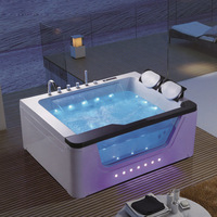 Baignoire de massage à remous en acrylique de luxe pour deux personnes avec système de surf puissant, baignoire double. Baignoire double.
