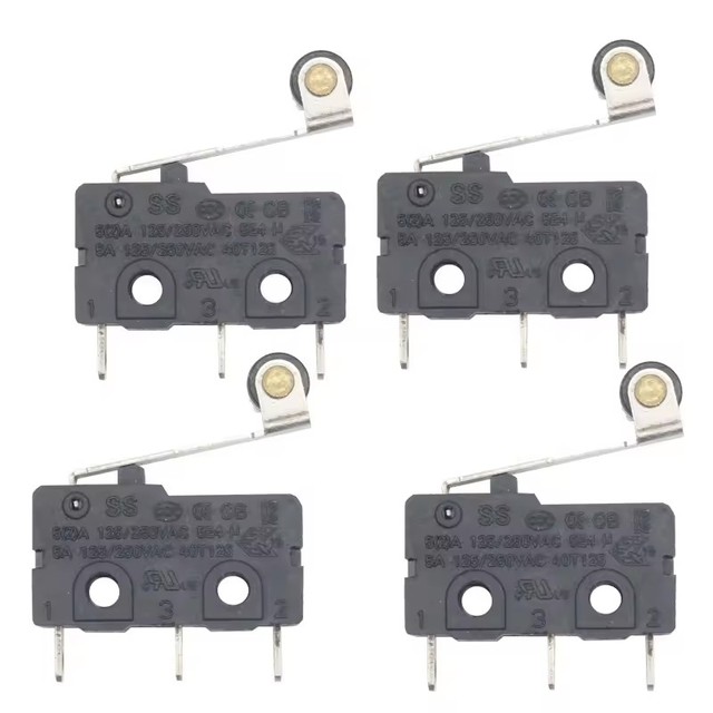 Micro Limit Switch 3 Pin Long Straight Hinge Lever for Arduino ON-OFF Momentary Push Button SPDT 250VAC 5A Metal Plastic Copper