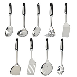 Stainless Steel Kitchen Utensil Set 9 Pieces Spatula Ladle Slotted Spoon Cooking <b>Tools</b> Dishwasher <b>Safe</b> - Product Image 3