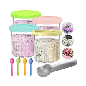 Ninja Creami Deluxe Ice Cream Cup 4-Pack With Lids And Spoons For Ninja NC500 NC501 - Product Image 2