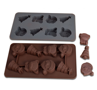 Moule de cuisson de Noël à 8 cavités avec logo personnalisé, en silicone de qualité alimentaire, motif Père Noël, ours, sapin, plateau à chocolat et bonbons, OEM ODM