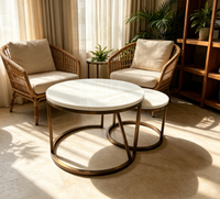 Table de salon d'hôtel moderne avec base en acier inoxydable, plateau en pierre écologique et durable, couleur personnalisable, pour chambre d'hôtel et salon