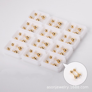 Pendientes de Bola Dorados con Cristales de Estrás 16G para Perforación de Oreja, Unisex, Uso Diario, Joyería de Acero Inoxidable - Product Image 3