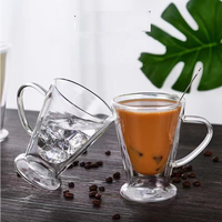BS-24 300ml 400ml verre tasse à café Double paroi verre thé Latte Cappuccino tasse gobelet poignée chaleur résistance au froid