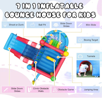 Château gonflable commercial en PVC pour enfants avec 2 toboggans, piscine à balles, mur d'escalade, souffleur
