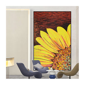 ZF Customized <strong>Sunflower</strong> Painting Ice Jade Gold <strong>Mosaic</strong> and Red <strong>Mosaic</strong> Background 100% Hand Cut Art Flower <strong>Mosaic</strong> Pattern - Product Image 1
