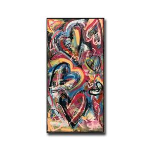 Originale astratto colorato appendere la parete cuori pittura a olio arte su tela vibrante opera d'arte di strada stile di arte della parete decorazione di belle arti - Product Image 1